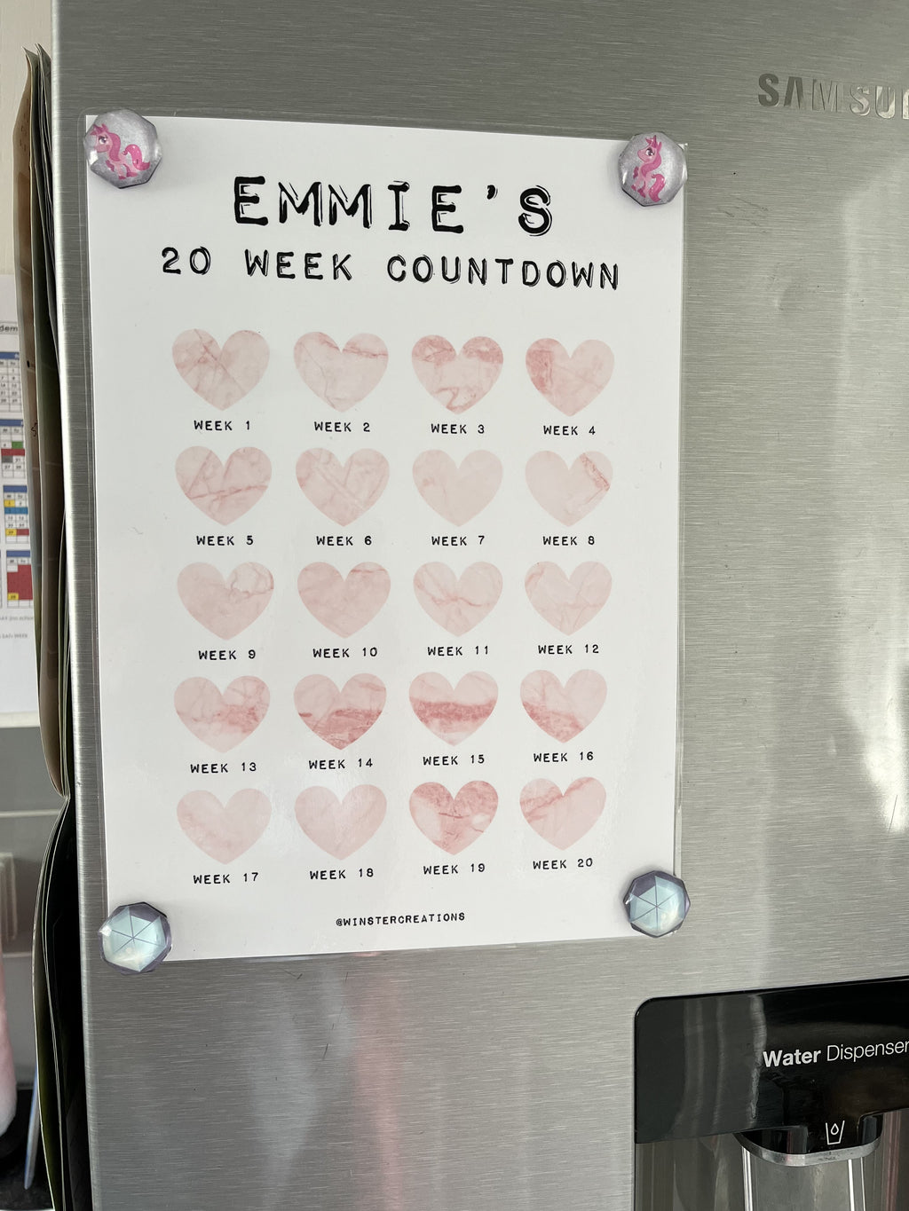 Personalised A4 Any Name 20 Week Marble Heart Countdown Weight Loss Chart Tracker Print - Laminated With Drywipe Pen-1