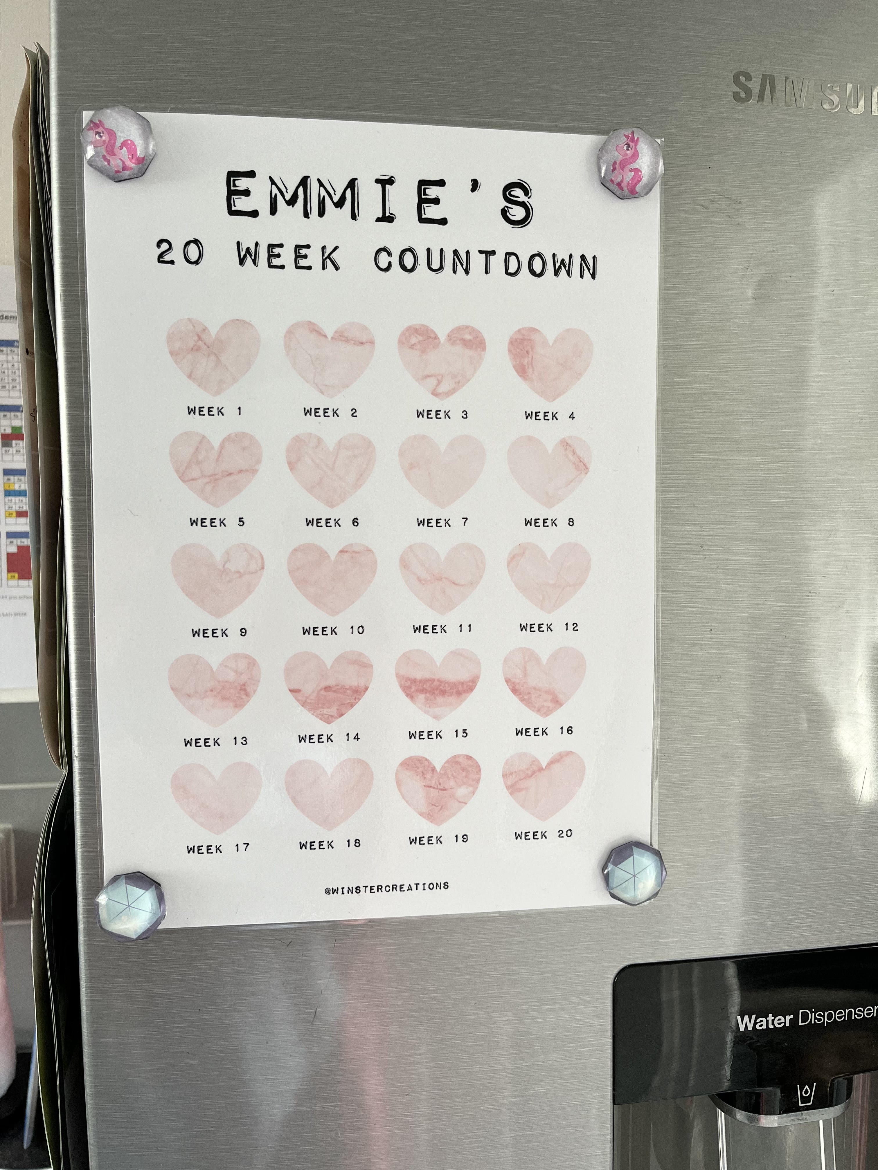 Personalised A4 Any Name 20 Week Marble Heart Countdown Weight Loss Chart Tracker Print - Laminated With Drywipe Pen-1