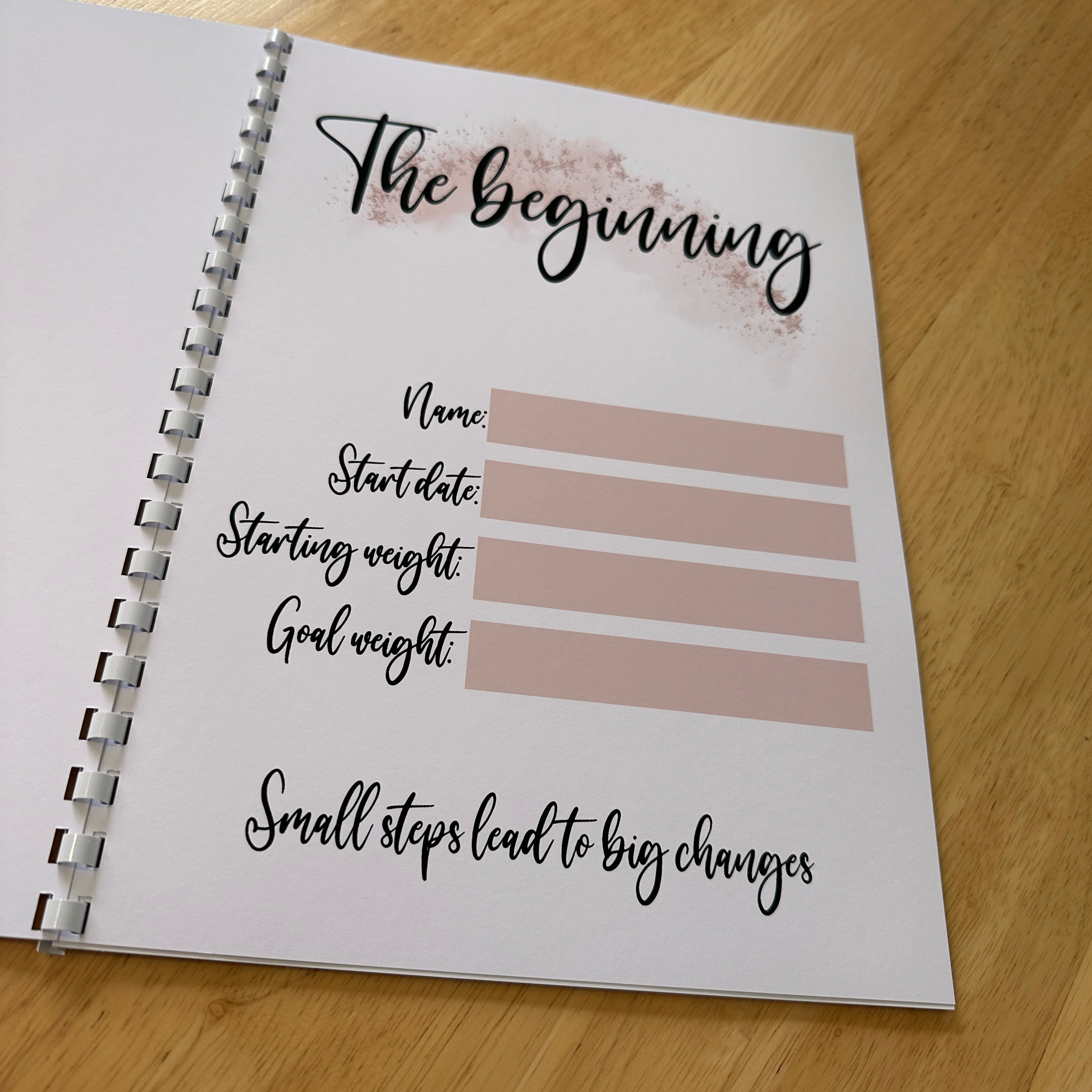 Binded Rose Gold Pink Pretty Weight Loss & Diet Tracker Journal A4 Diary - Up To 1 Year Measurements Goals Weigh Ins + Lots MORE!-1