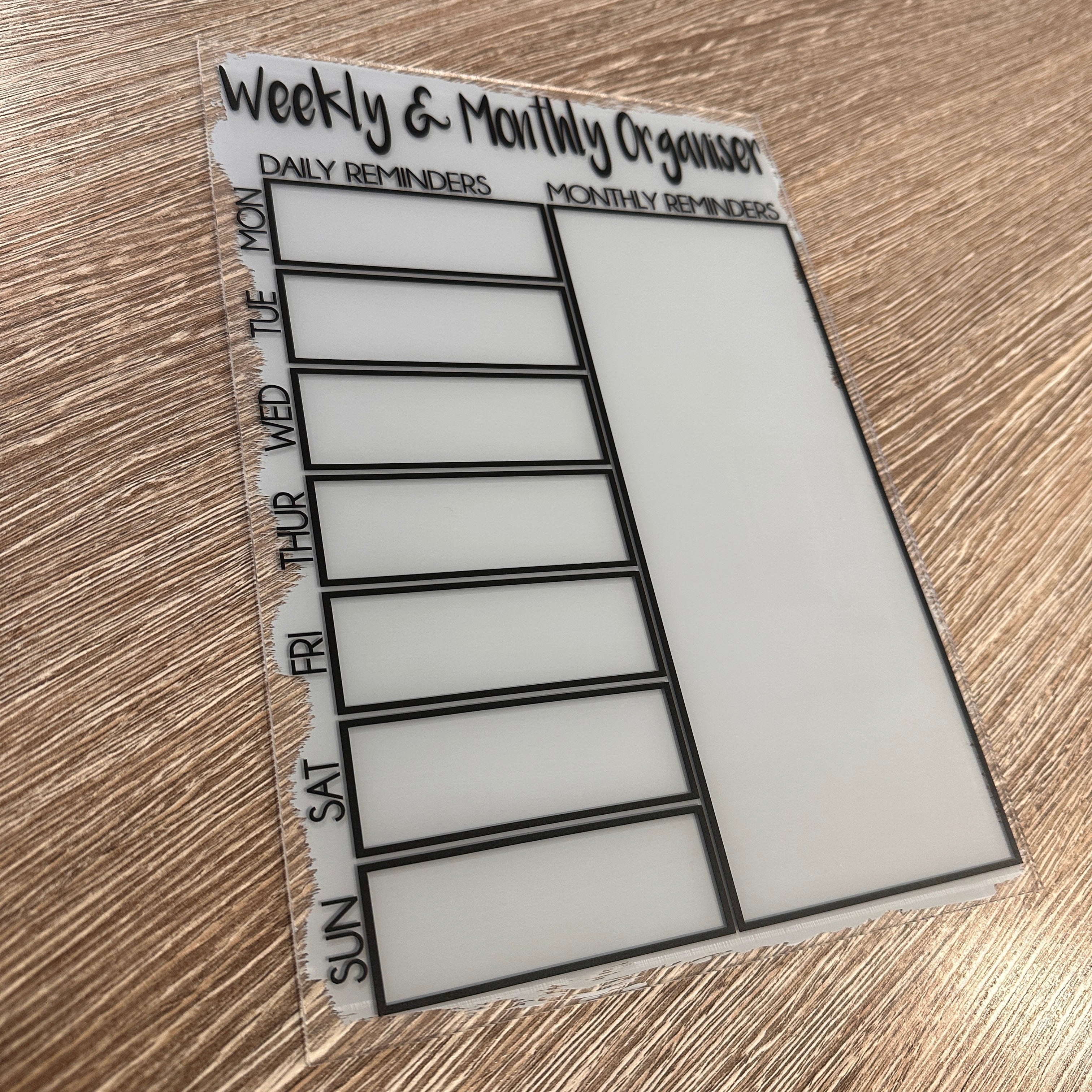 Weekly & Monthly Painted Organiser Planner A4 Clear Acrylic Wipeable Sign With Drywipe Pen-1