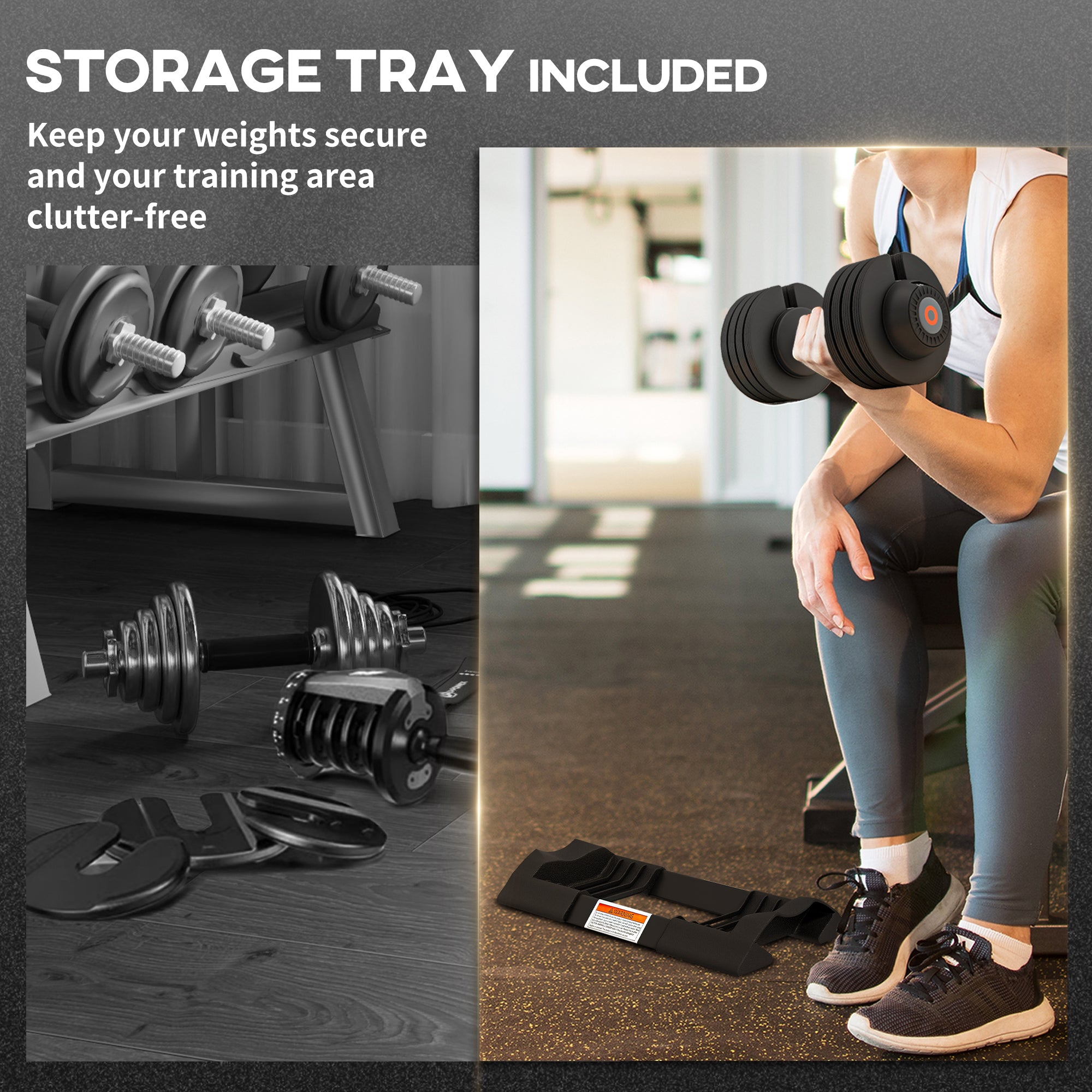 Adjustable Dumbbells Set, 4-in-1 Weights Set with Storage Tray and Non-Slip Handle, 7KG 13KG 18KG 24KG | SPORTNOW